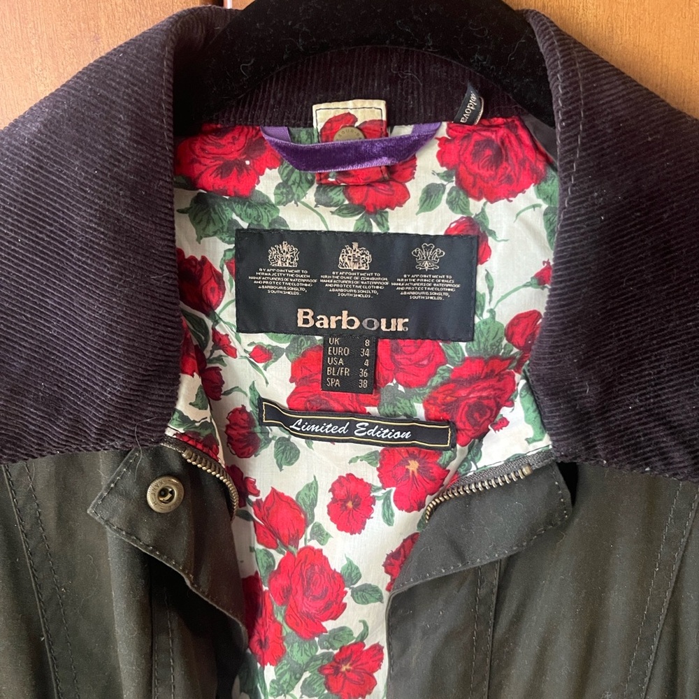 Barbour Waxed Utility Jacket Liberty Limited Edition Sz 4 - Picture 2 of 5